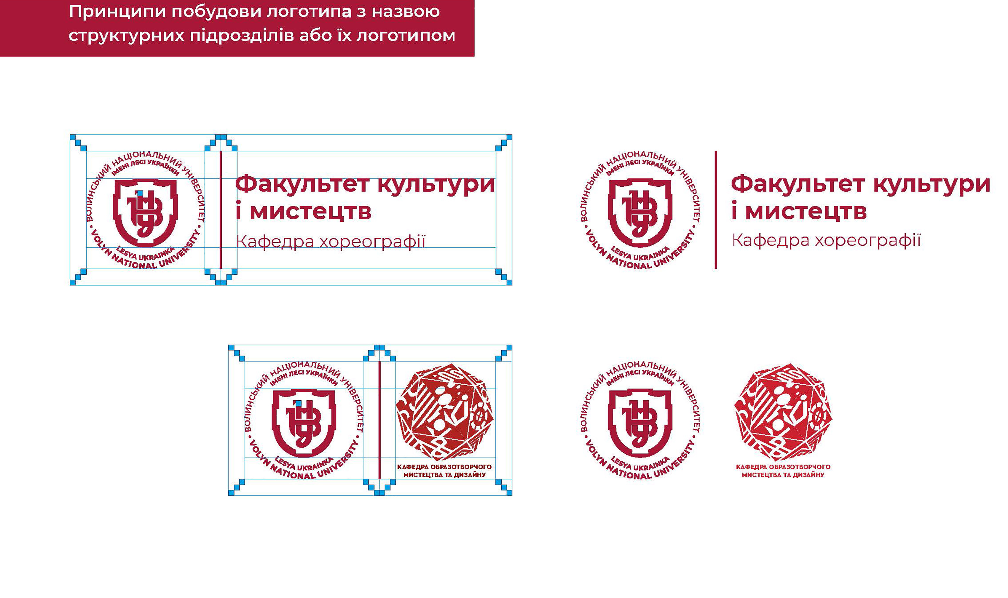 Принципи побудови логотипа з назвою структурних підрозділів або їх логотипом