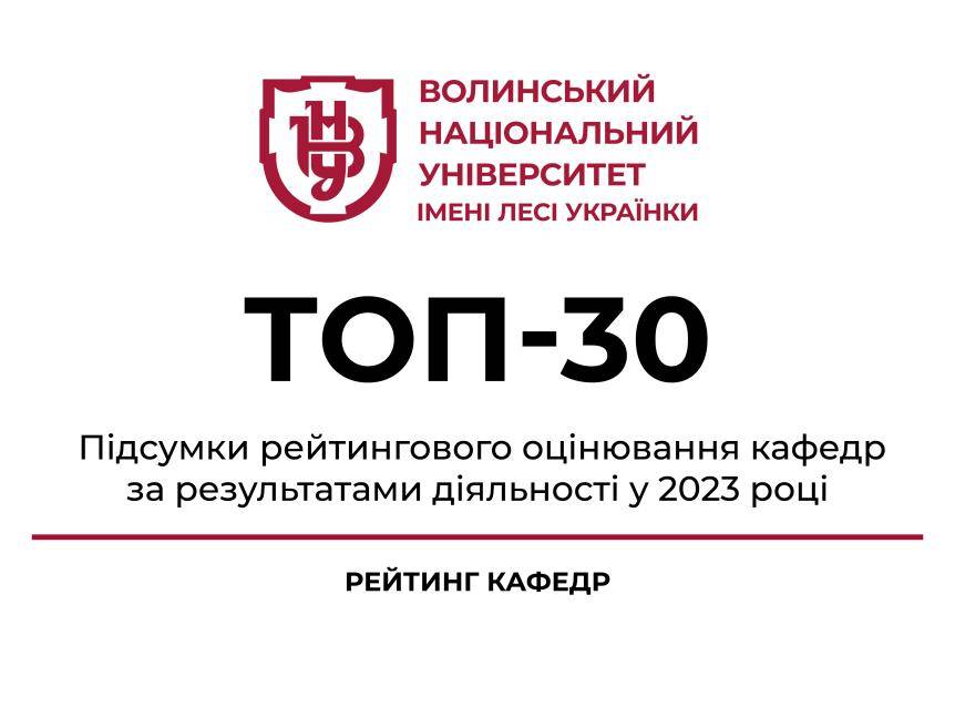 Топ-30: підсумки ранжування кафедр Університету 